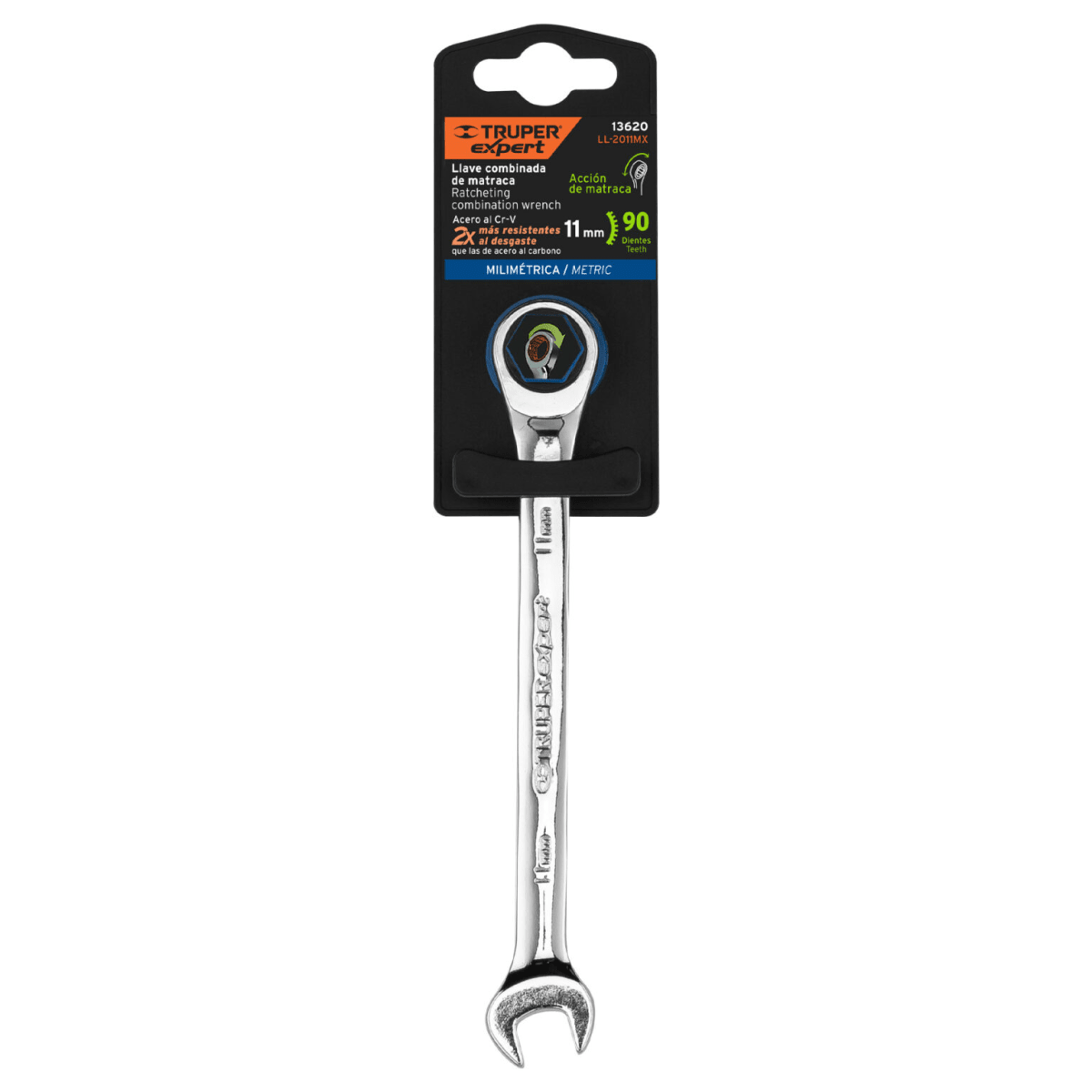 Llave Mixta Milimétrica 11 x 160mm con Ratchet Truper 136201