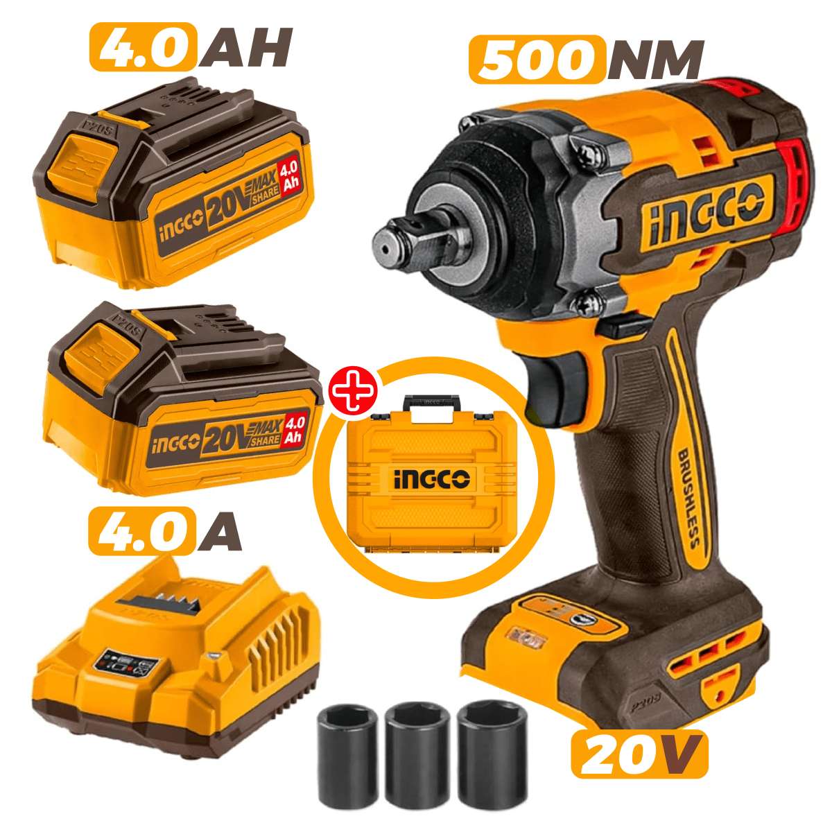 LLAVE DE IMPACTO DE 20V - 1/2  - 500NM  INGCO - CIWLI20501