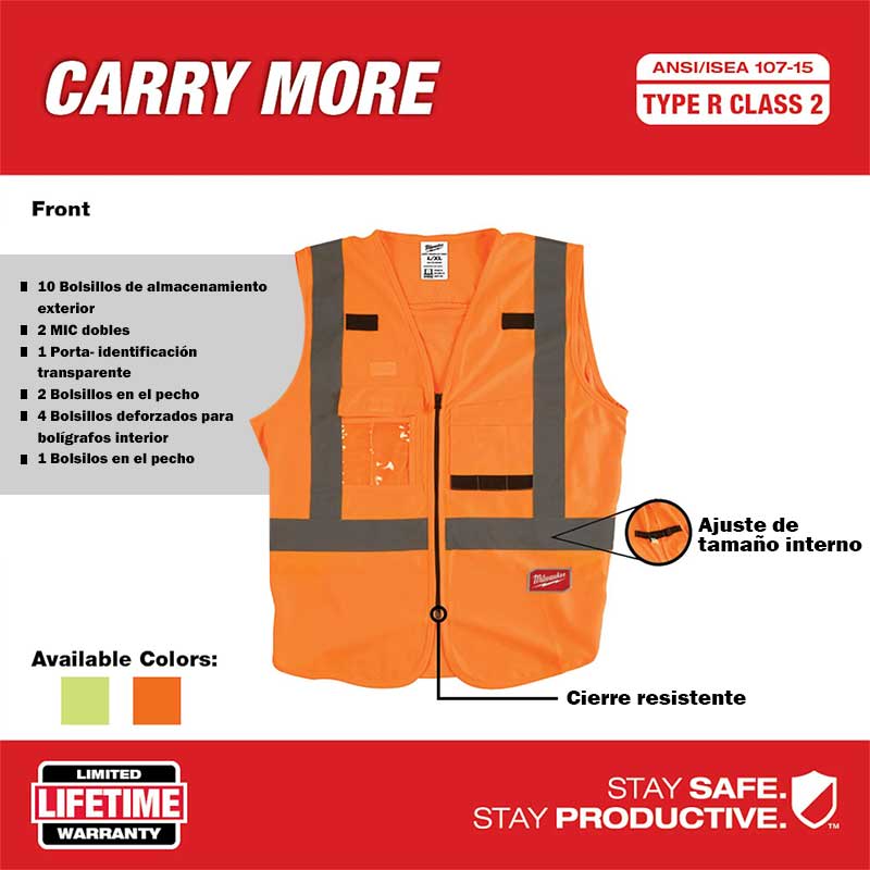 CHALECO SEGURIDAD NARANJA MILWAUKEE 48-73-5031 ESTANDAR2