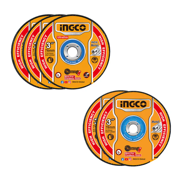 DISCOS DE CORTE 3” PARA METAL ABRASIVO 5 PIEZAS INGCO/ MCD3037682