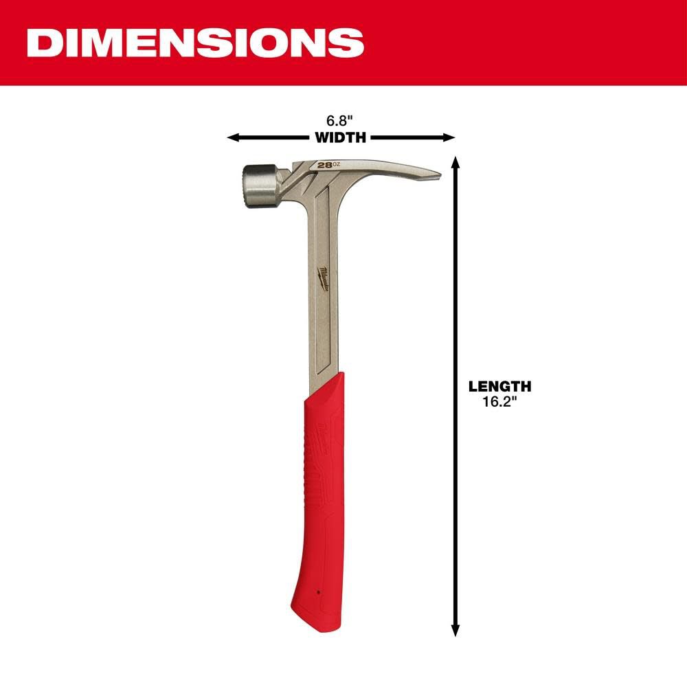 MARTILLO PARA ENMARCAR CARA FRESADA MILWAUKEE DE 28 OZ 48-22-90295