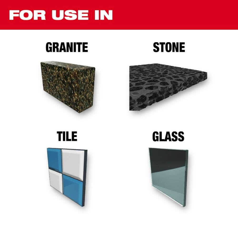 4 PIEZAS JUEGO DE BROCAS PARA AZULEJOS Y PIEDRA NATURAL MILWAUKEE7