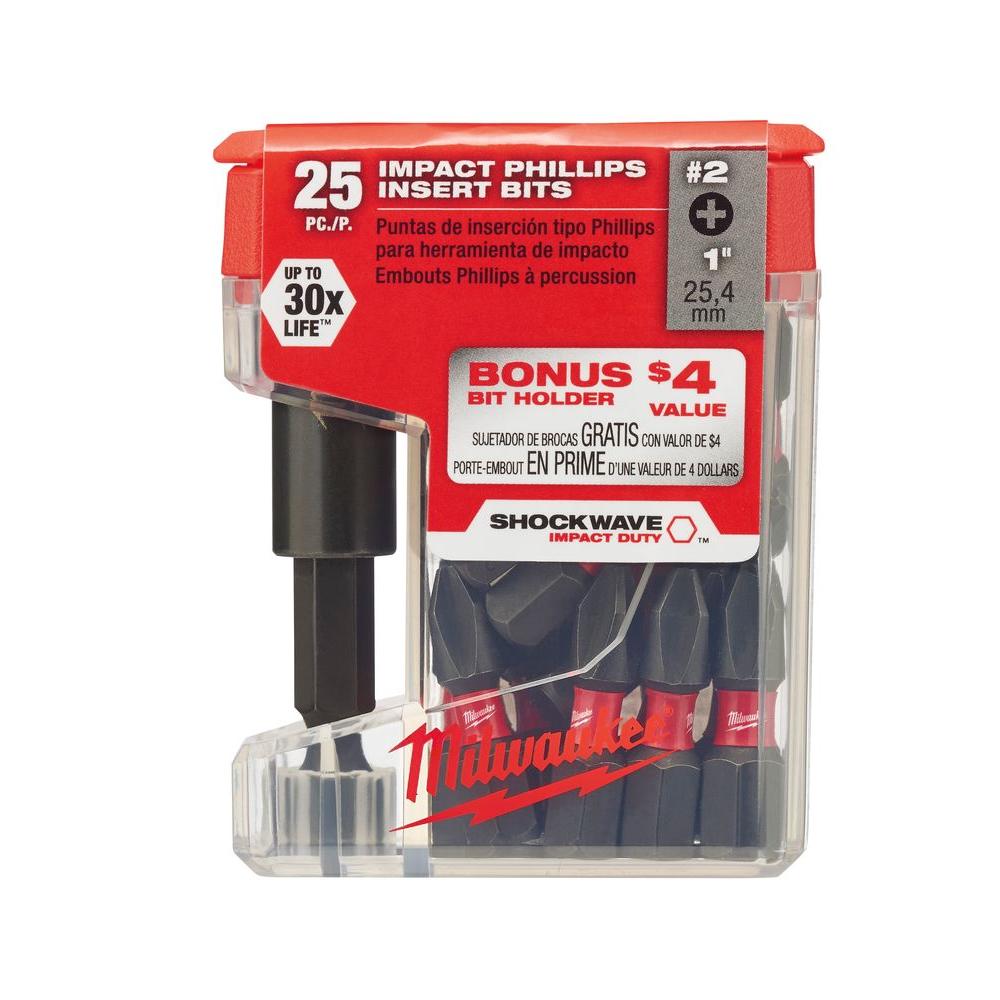 PUNTERAS DE INSERCIÓN SHOCKWAVE™ PH2 DE 25 MM (2