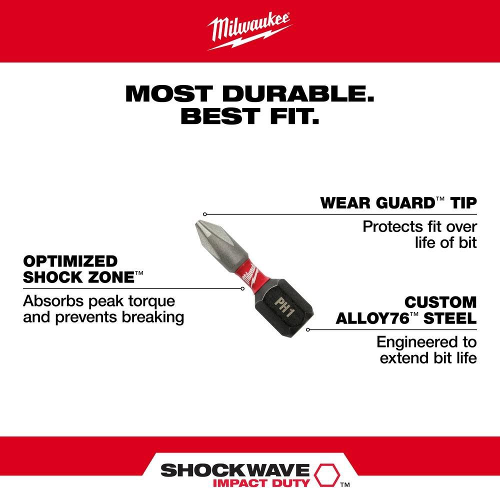 MILWAUKEE JUEGO DE PUNTAS DE INSERCIÓN HEXAGONALES MÉTRICAS DE IMPACTO SHOCKWAVE DE 1 PULG., 8 PIEZAS5