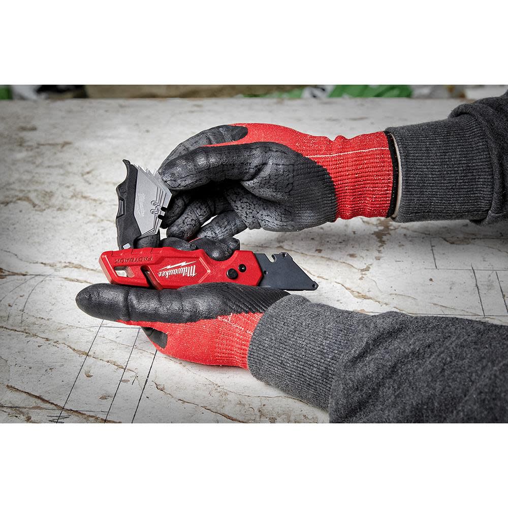 Cuchillo multiusos plegable Milwaukee FASTBACK con almacenamiento de cuchillas 	48-22-15027