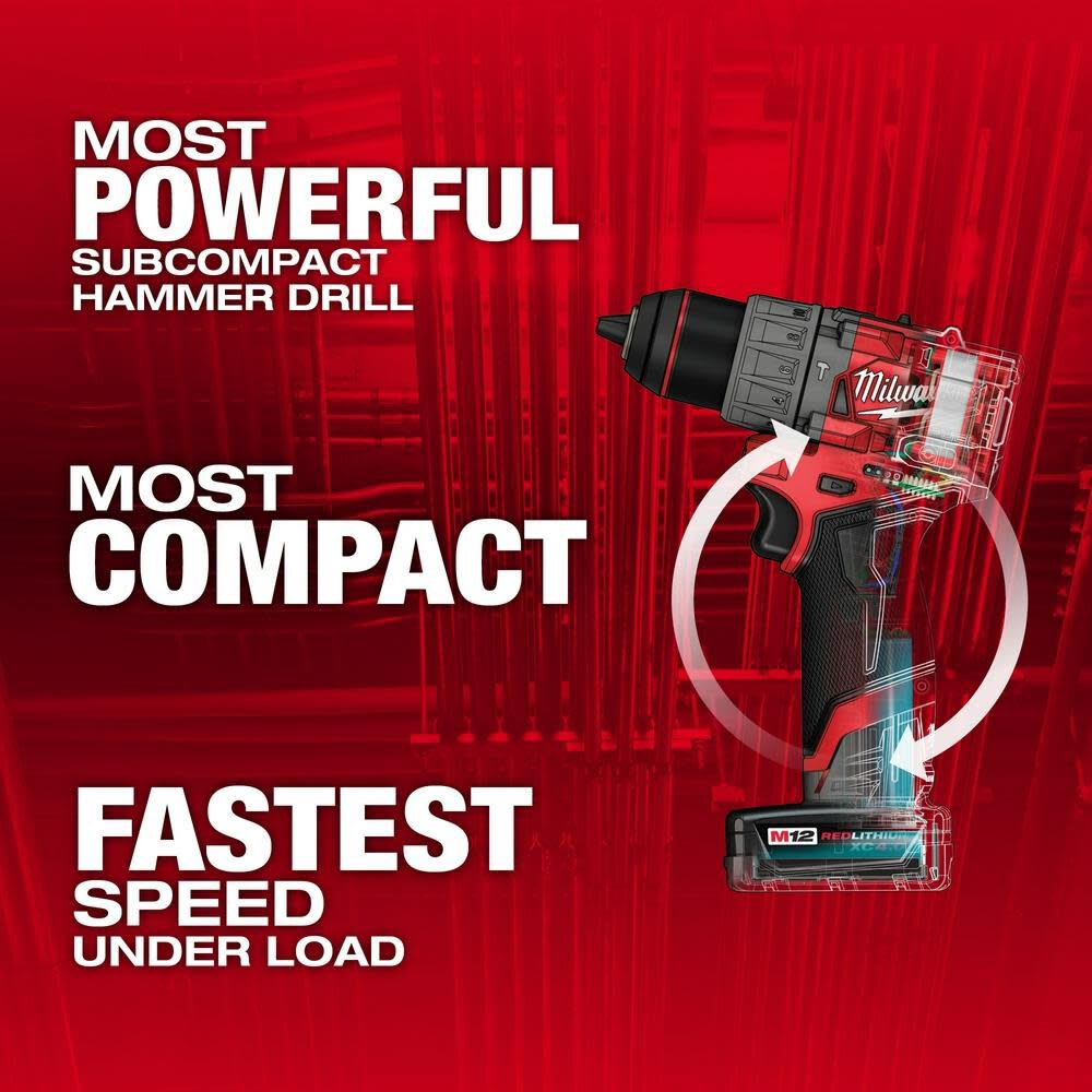 Kit de taladro percutor/destornillador Milwaukee M12 FUEL de 1/2 pulgada8
