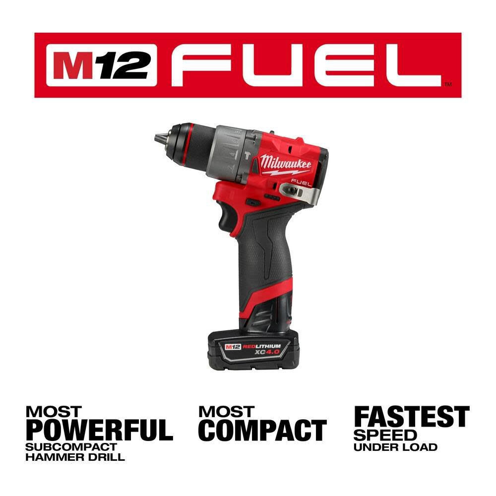 Kit de taladro percutor/destornillador Milwaukee M12 FUEL de 1/2 pulgada7