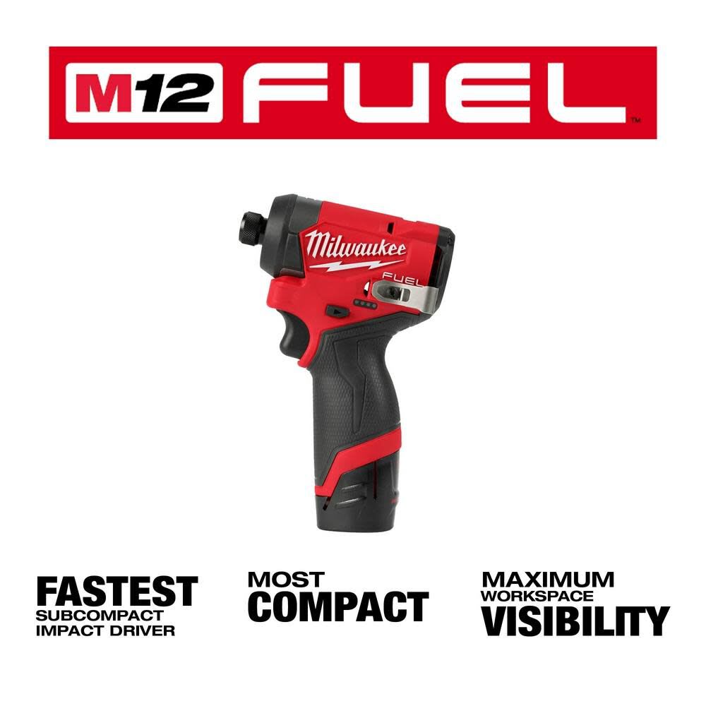Kit de destornillador de impacto hexagonal Milwaukee M12 FUEL de 1/4 pulgadas6