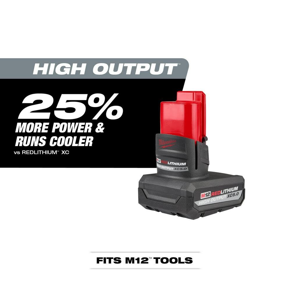 BATERÍA M12 REDLITHIUM ALTO SALIDA 5.0AH MILWAUKEE 48-11-24509