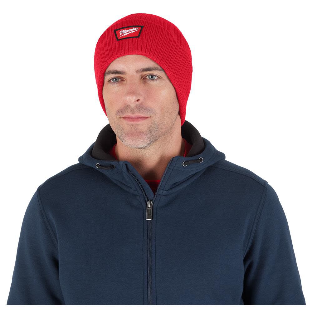 Gorro de punto acanalado con puños Milwaukee - Rojo3