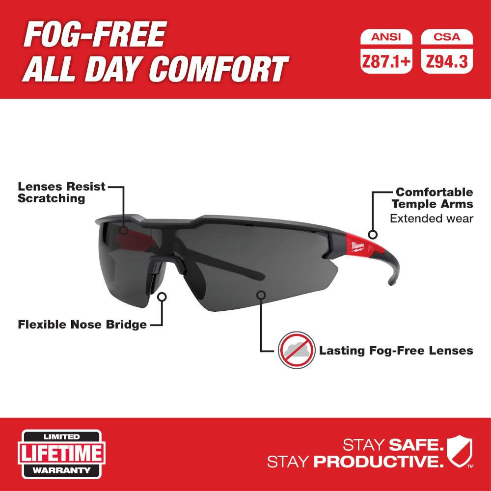 LENTES DE SEGURIDAD ANTI EMPAÑAMIENTO OSCURAS MILWAUKEE 48-73-20187