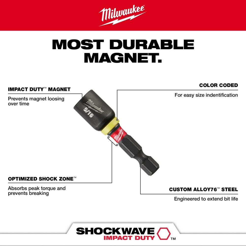 MILWAUKEE SHOCKWAVE IMPACT DUTY JUEGO DE LLAVES DE TUERCAS MAGNÉTICAS DE 1-7/8 PULGADAS, 4 PIEZAS7