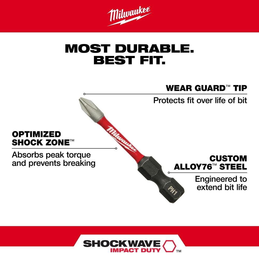 MILWAUKEE SHOCKWAVE JUEGOS DE BROCA Y ACCIONAMIENTO DE IMPACTO 75PCS 48-32-40986