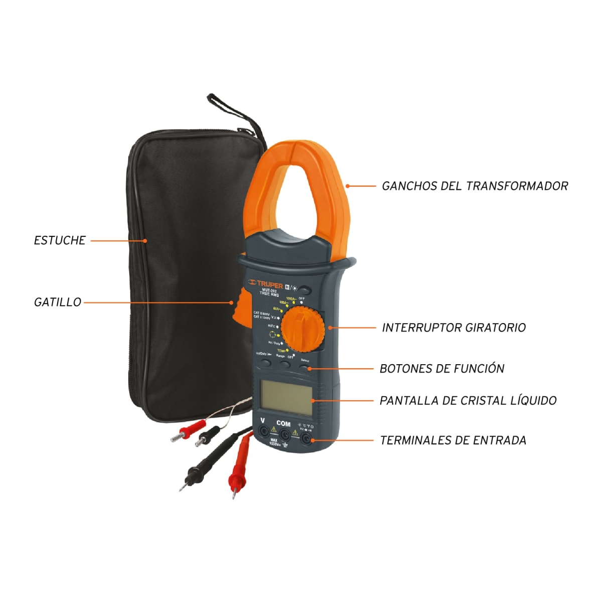 PINZA AMPERIMETRICA DIGITAL 600MV-750V TRUPER MUT-202 104044