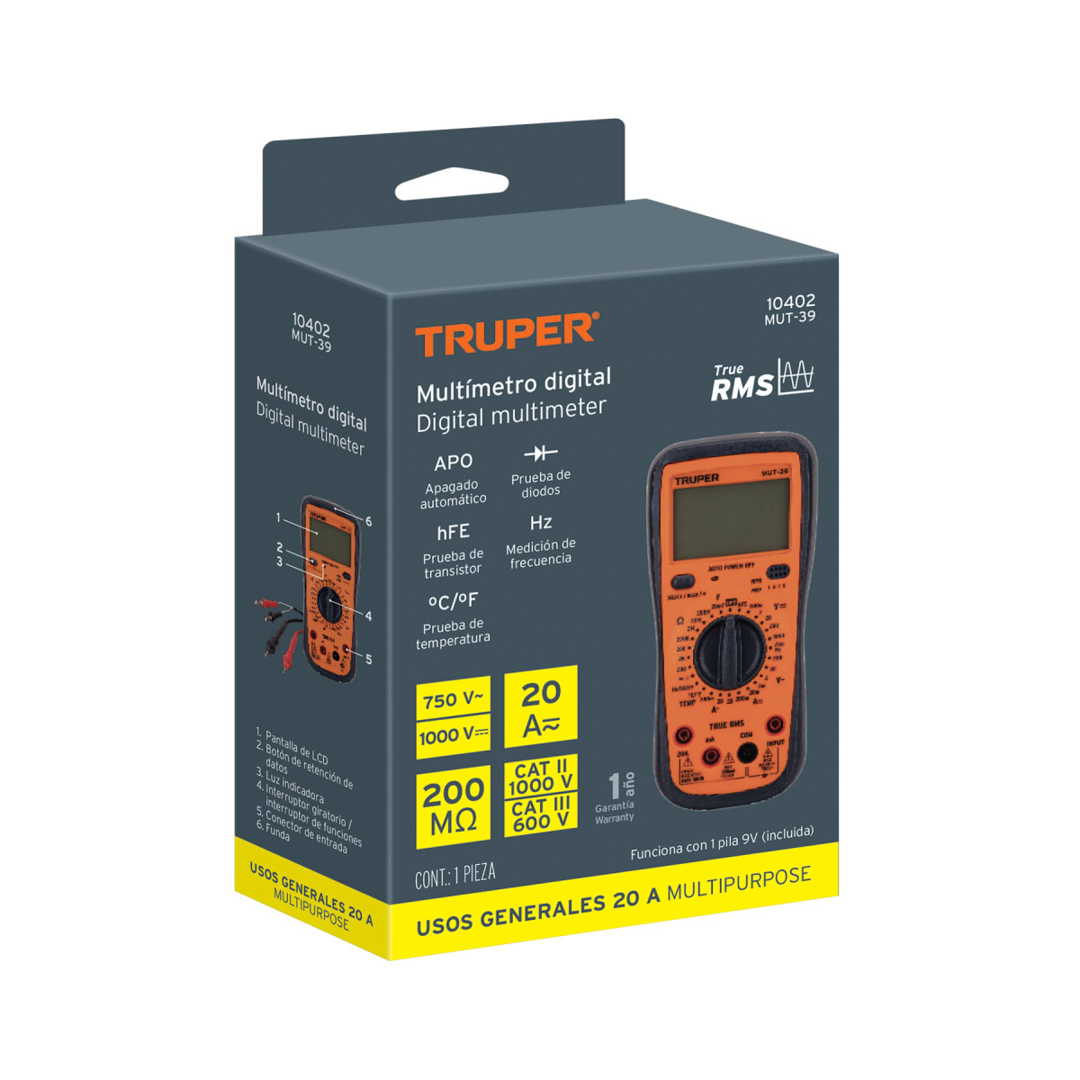 Multimetro Digital Profesional 2B-750V CA/CC 10402 Truper2