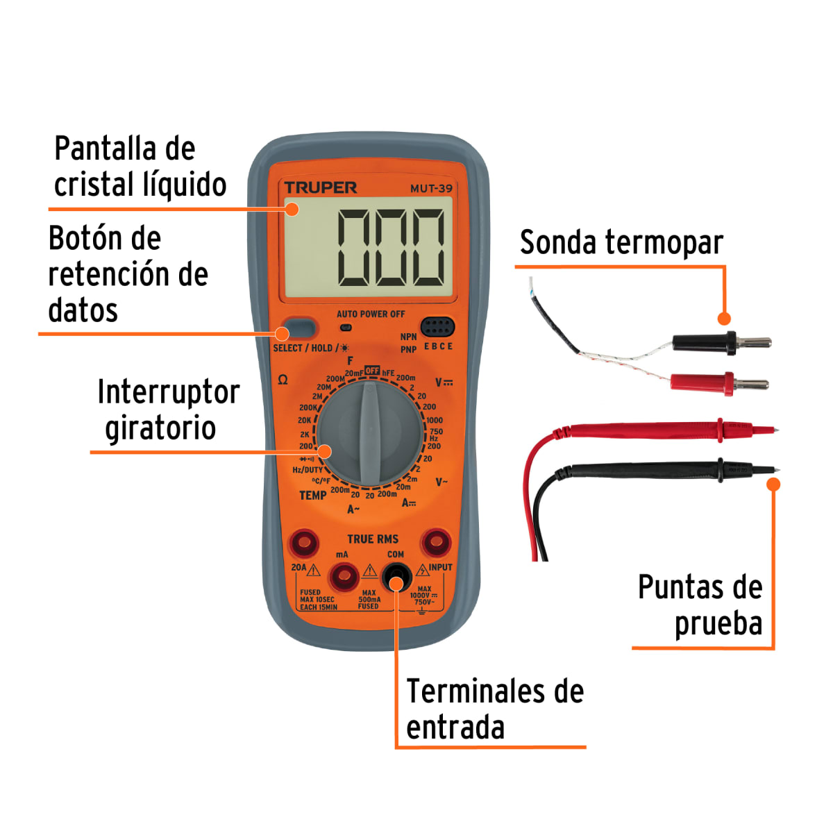 Multimetro Digital Profesional 2B-750V CA/CC 10402 Truper3