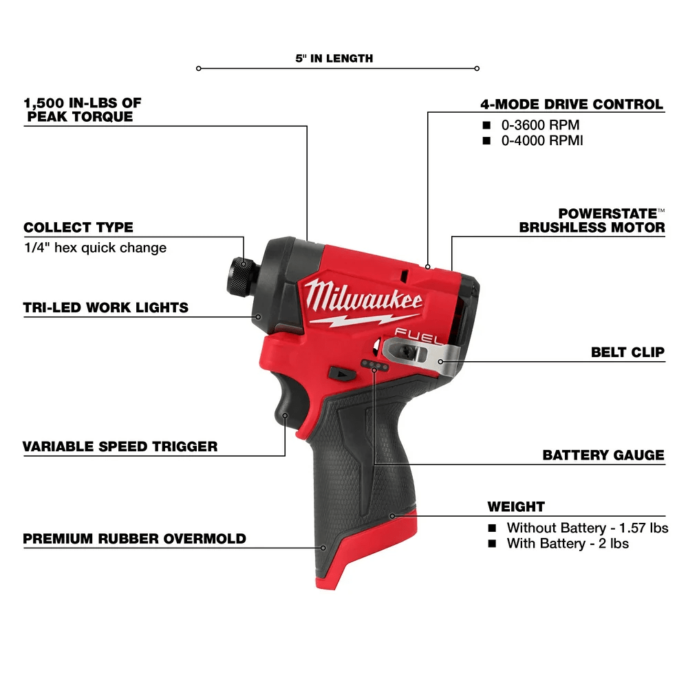 DESTORNILLADOR DE IMPACTO HEXAGONAL M12 FUEL™ DE 1/4