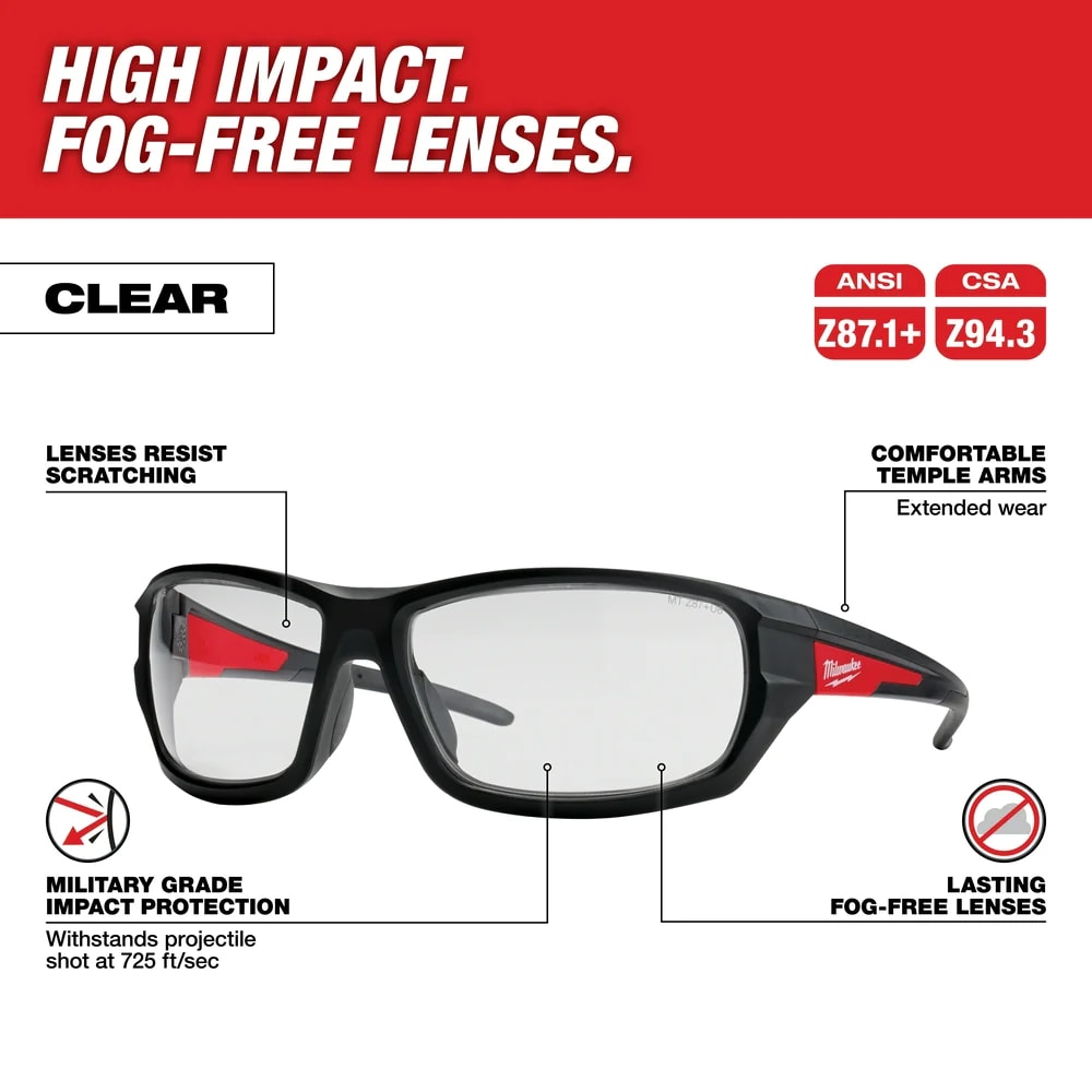 Milwaukee lentes de seguridad alto impacto claros 48-73-20217