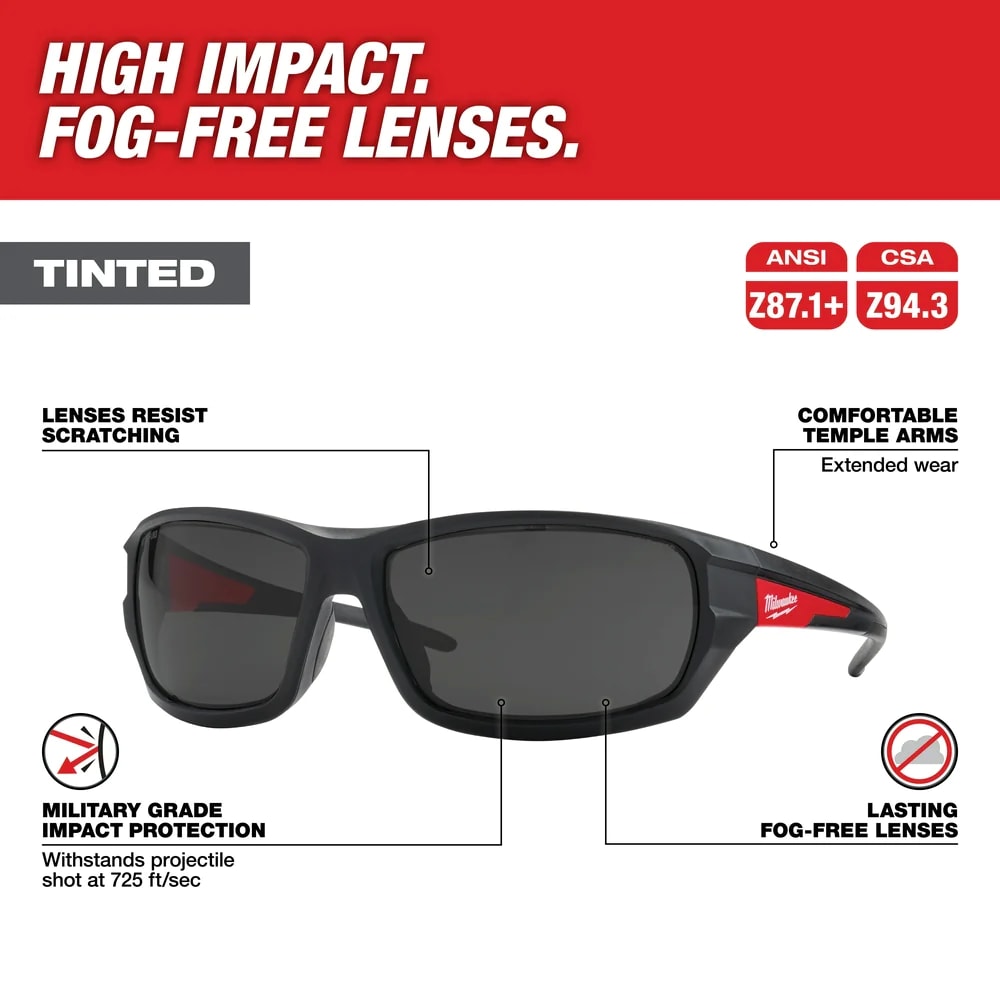 LENTES DE SEGURIDAD ALTO IMPACTO OSCUROS MILWAUKEE / 48-73-20257