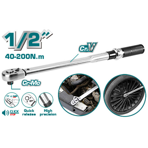LLAVE TORQUE TORQUIMETRO 1/2 40 - 200 NM TOTAL THPTW200N21