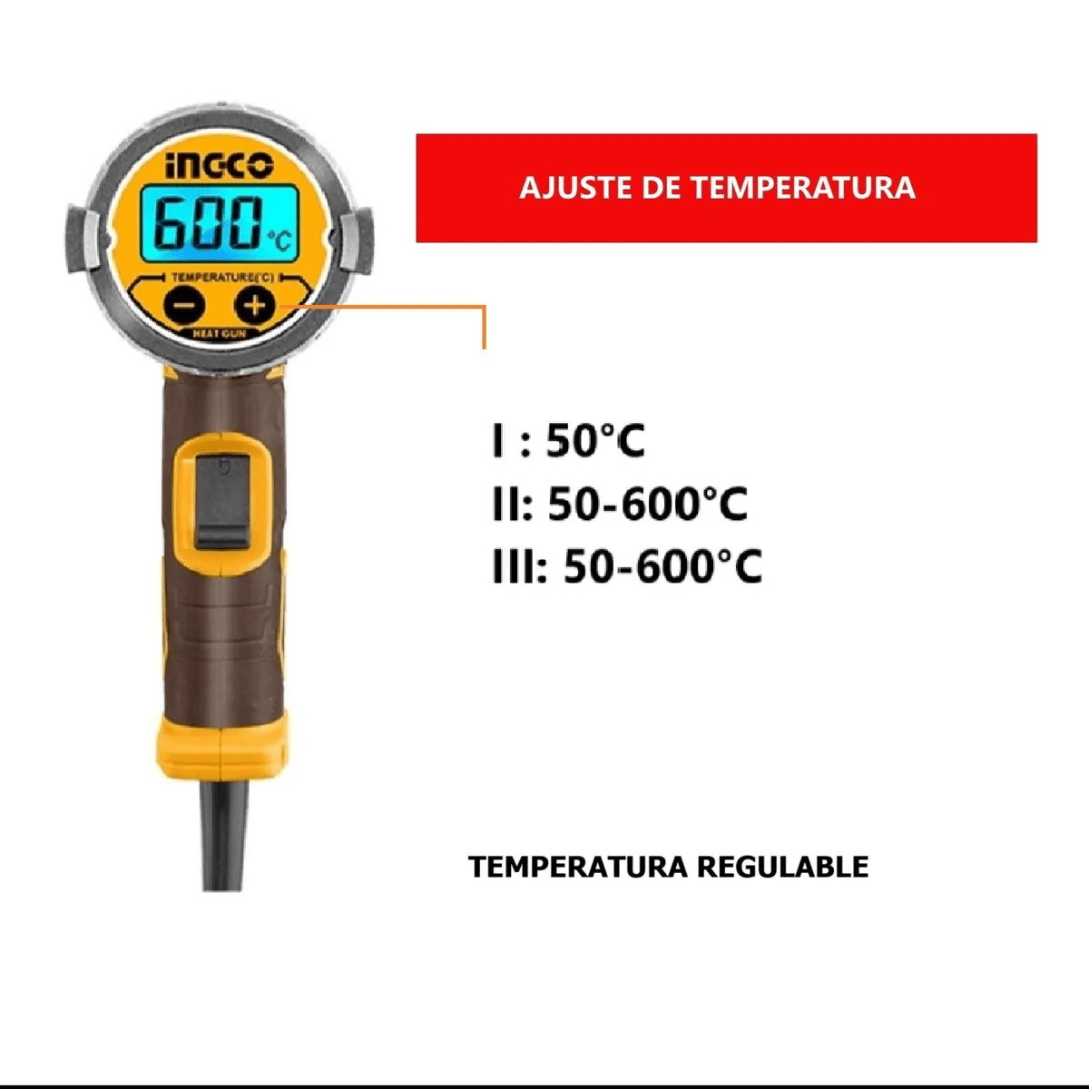 PISTOLA DE CALOR 2000W DIGITAL INGCO HG2000582