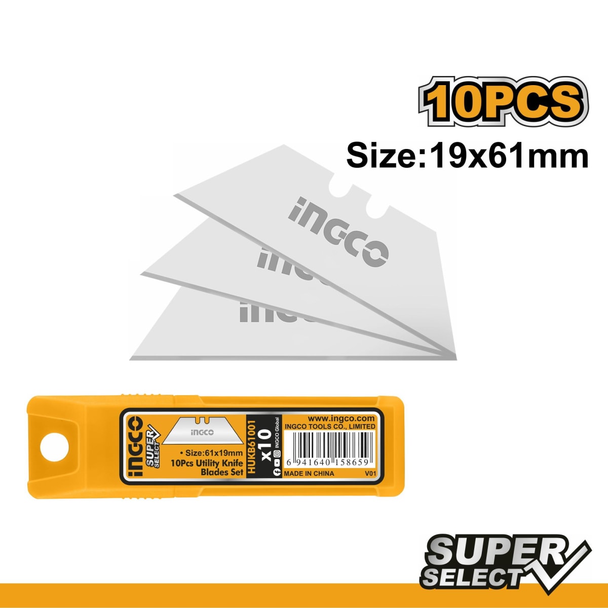 HOJA REPUESTO X10 TRINCHETA 61X19mm INGCO HUKB610011