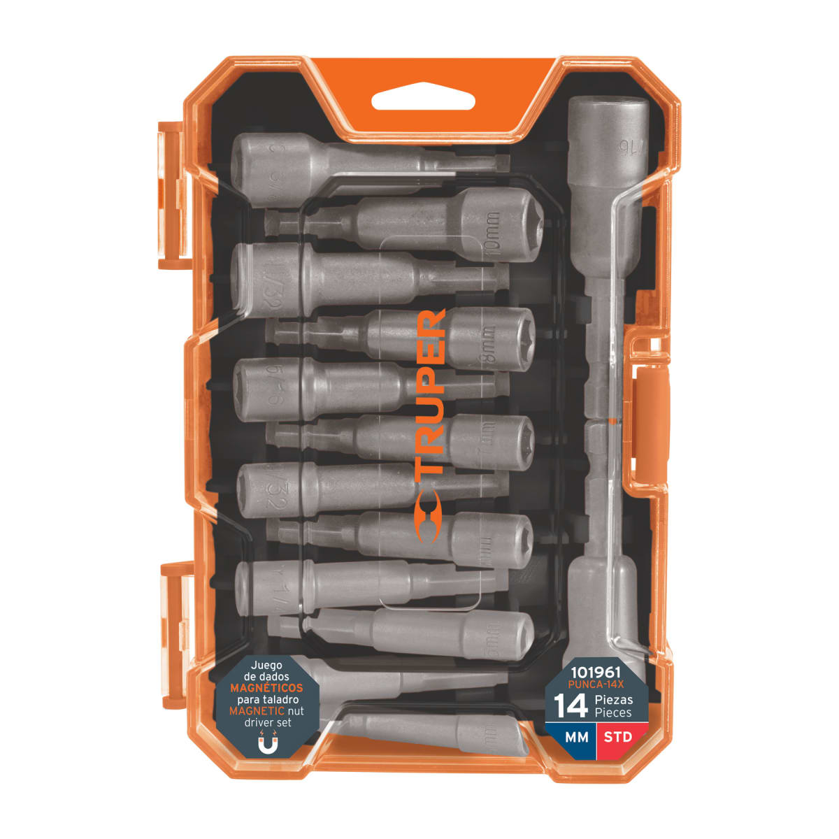 JUEGO DE DADOS MAGNETICOS 14PCS PARA ATORNILLADOR TRUPER3