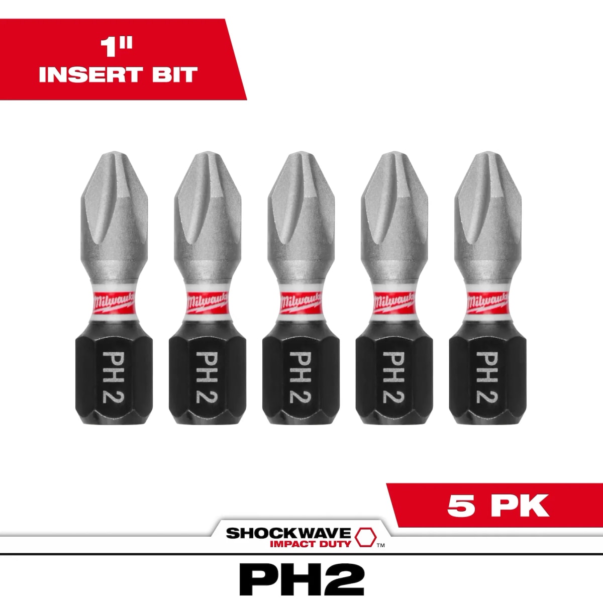 PUNTAS PHILLIPS PH2 MILWAUKEE SHOCKWAVE DE 1