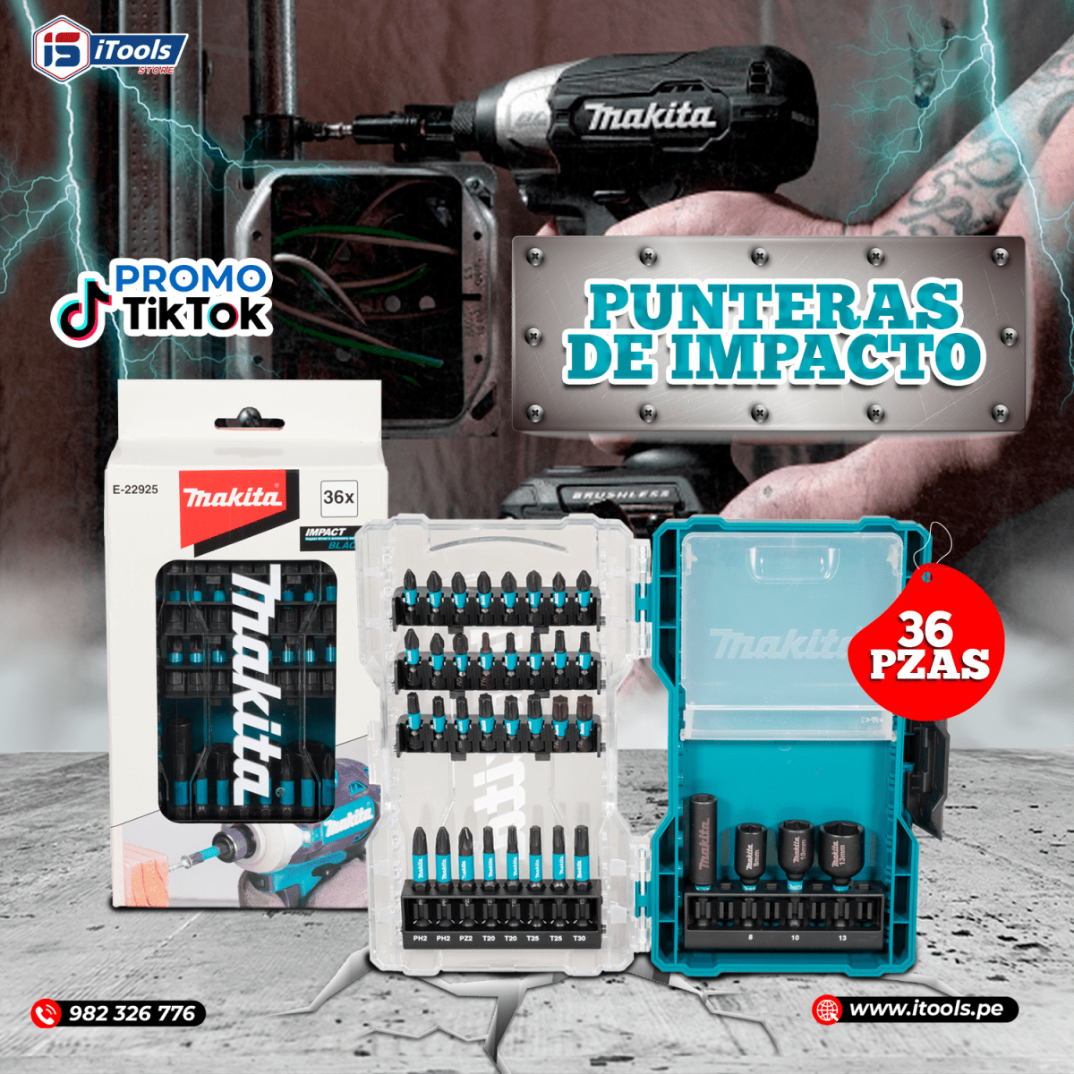 JUEGO DE PUNTAS Y DADOS IMANTADO IMPACT BLACK MAKITA E-229254