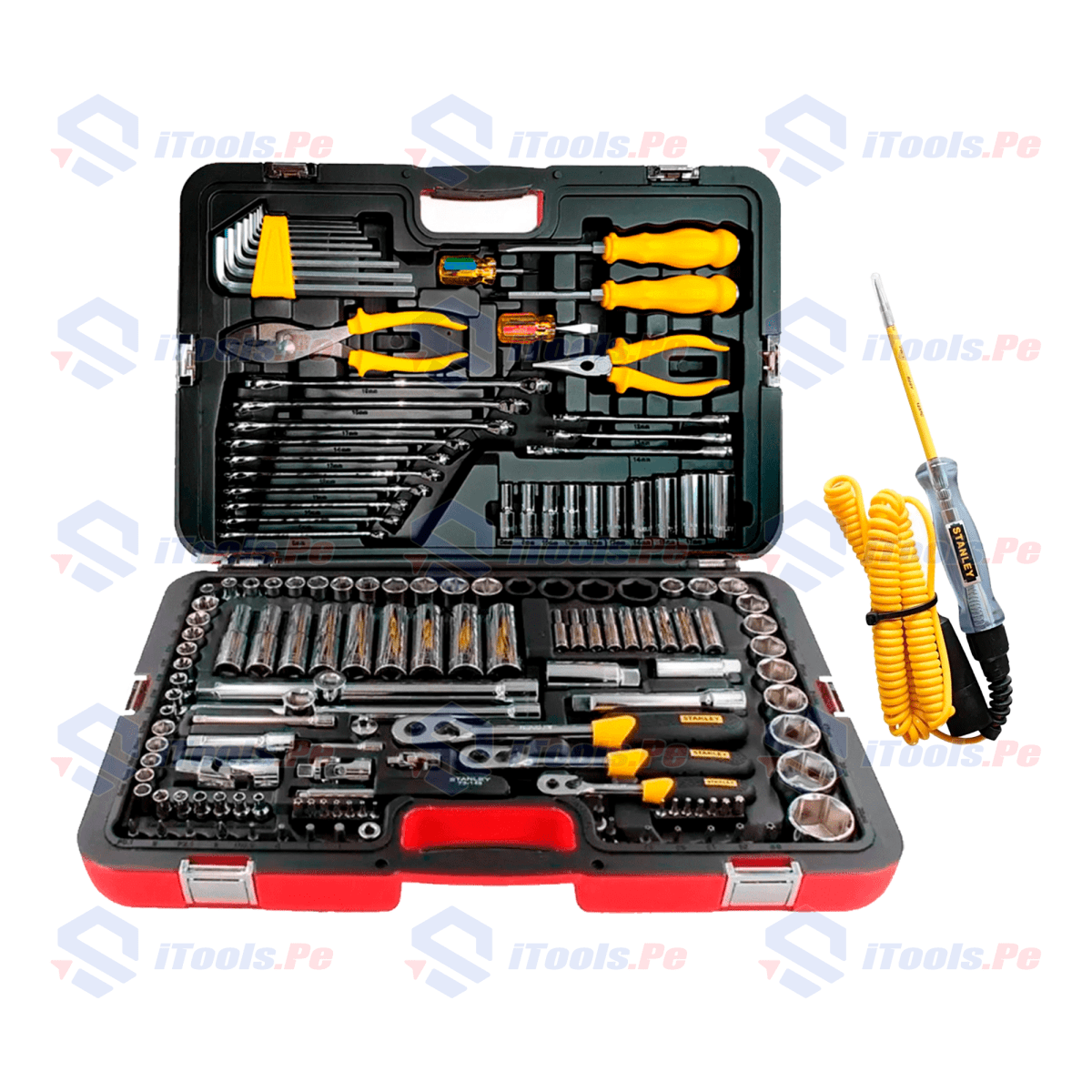 KIT RACING MALETA DE HERRAMIENTA 150 PCS + PROBADOR DE CIRCUITOS STANLEY1