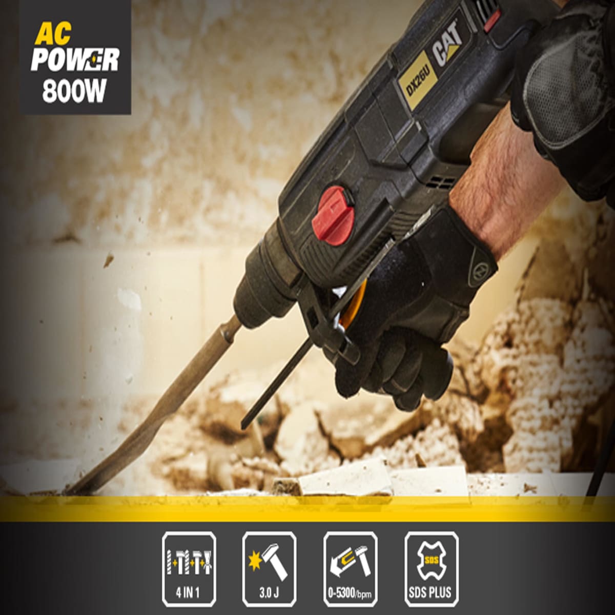 ROTOMARTILLO SDS PLUS 800W 2KG DX26 CATERPILLAR1