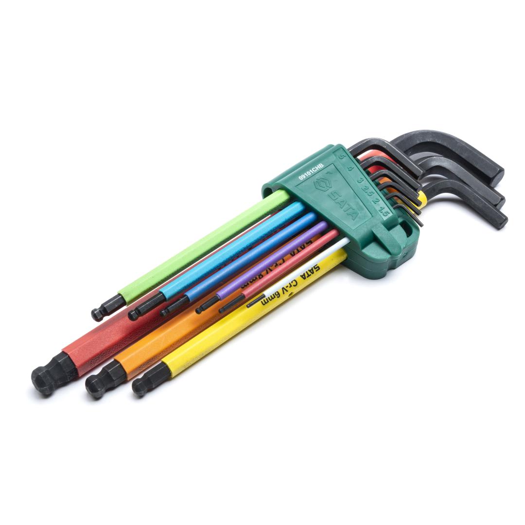 JUEGO DE LLAVE HEXAGONAL ALLEN EXTRA LARGA 9PCS 1.5MM - 10MM SATA ST09101CHBSJ2