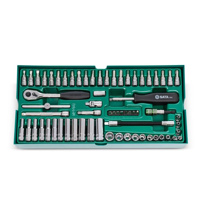 Juego de dados en bandeja Copas Metrico 6 Puntos 66 Pc. 1/4