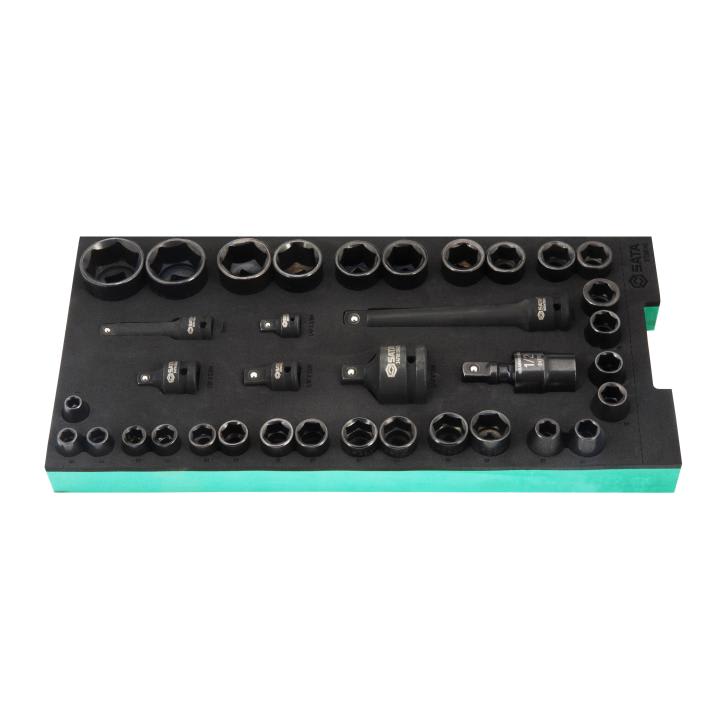 Juego de 36 dados de impacto métricos de 6 puntas con impulsor de 3/8