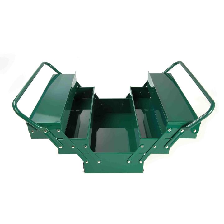CAJA PARA HERRAMIENTAS METALICA TIPO ACORDEON VERDE, 17