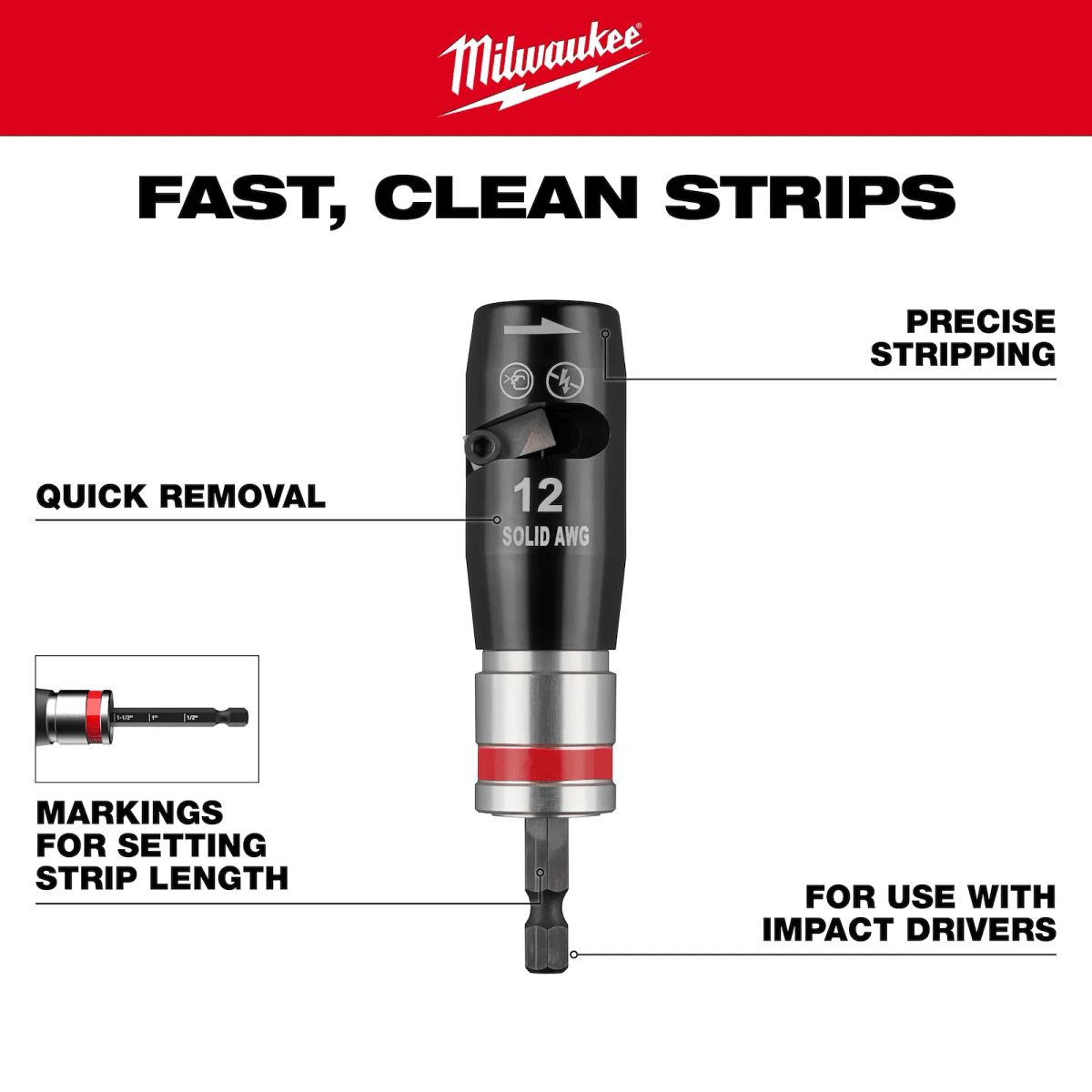 PELACABLES SÓLIDO DE 12 AWG MILWAUKEE / 48-32-64033