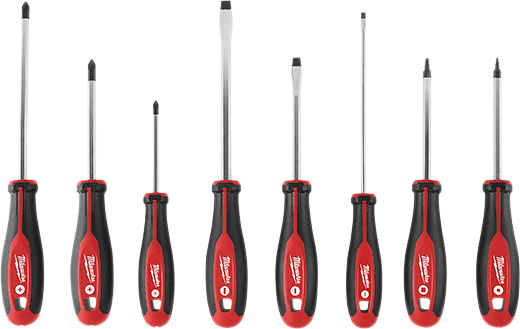 JUEGO DE 8 DESTORNILLADORES CON ESCUADRA MILWAUKEE /  48-22-27181