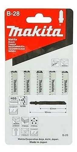 Sierra de calar para madera/plastico/Mdf (B-28) 63mm x 5u Corte recto 2-50mm1