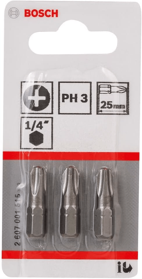 Punta Phillips Bosch PH3 x25mm 3 Unidades 26070015151