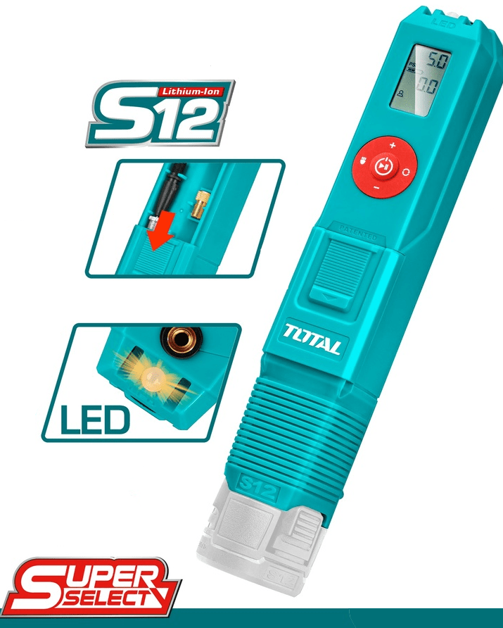 MINI COMPRESOR DE AIRE 12V 1.5AH 160PSI TOTAL TACLI120111