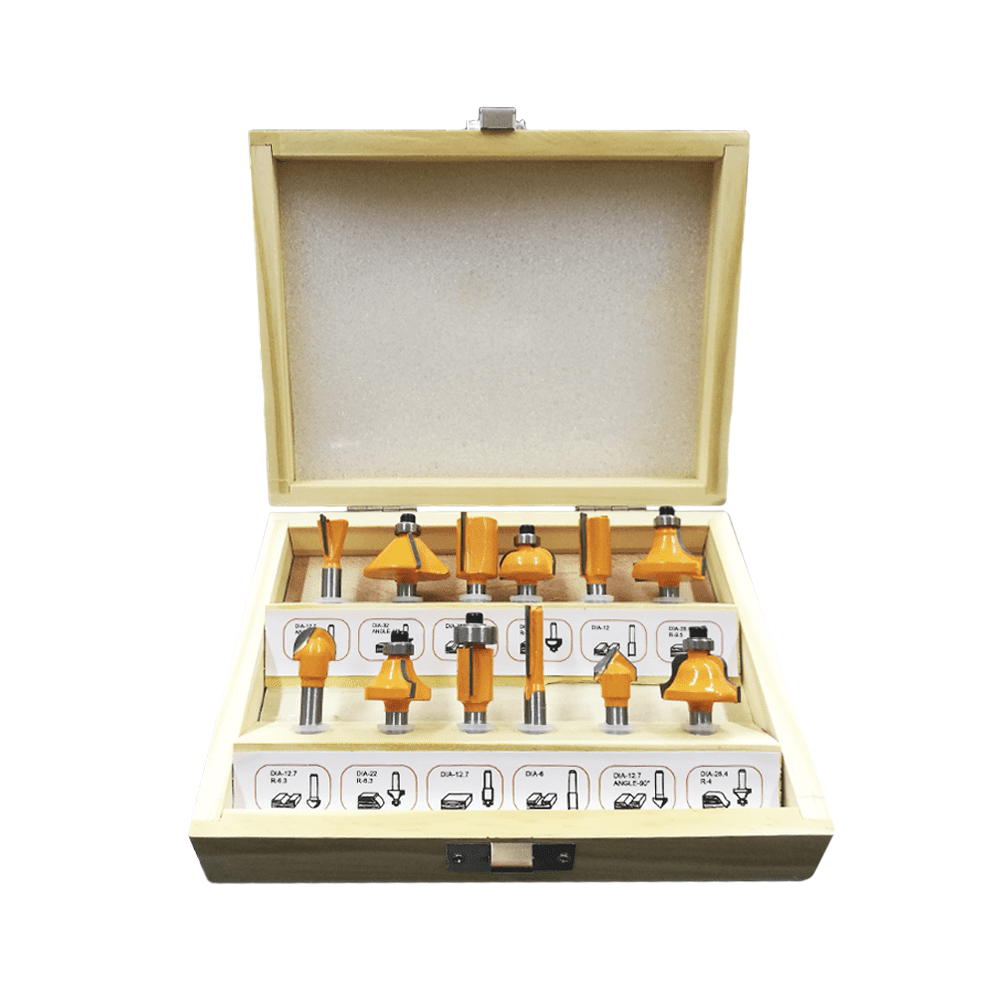 JUEGO DE 12 FRESAS PARA MADERA VÁSTAGO 1/4