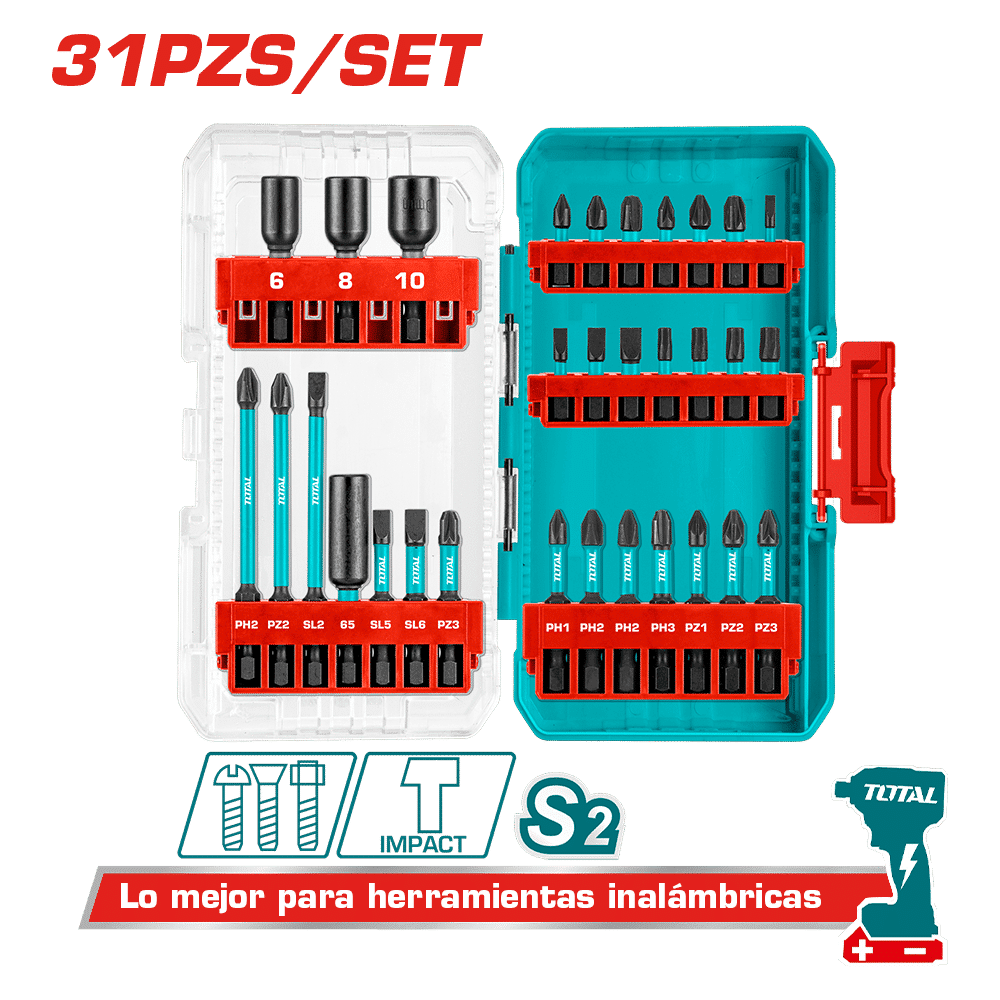 SET DE PUNTAS PARA DESTORNILLADOR DE IMPACTO 31PZS TOTAL - TACSDL113061