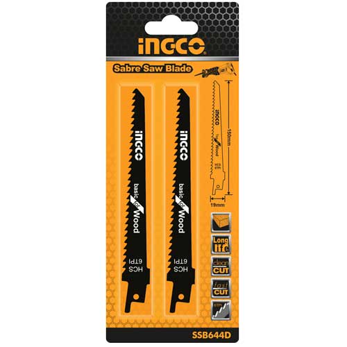 SET HOJAS DE SIERRA SABLE MADERA 2 PIEZAS INGCO SSB644D2