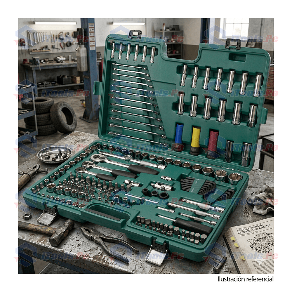 JUEGO DE HERRAMIENTAS MECÁNICAS MÉTRICAS 190 PZ DE 1/4”, 3/8”, 1/2” SATA ST1095433