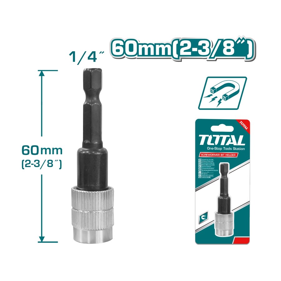 TOTAL Portapuntas de destornillador con desbloqueo (TAC462602)1
