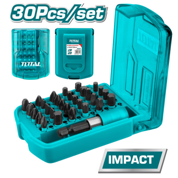 JUEGO TOTAL DE 30 PUNTAS DE DESTORNILLADORA DE IMPACTO DE 25 mm (TACSD18306)1