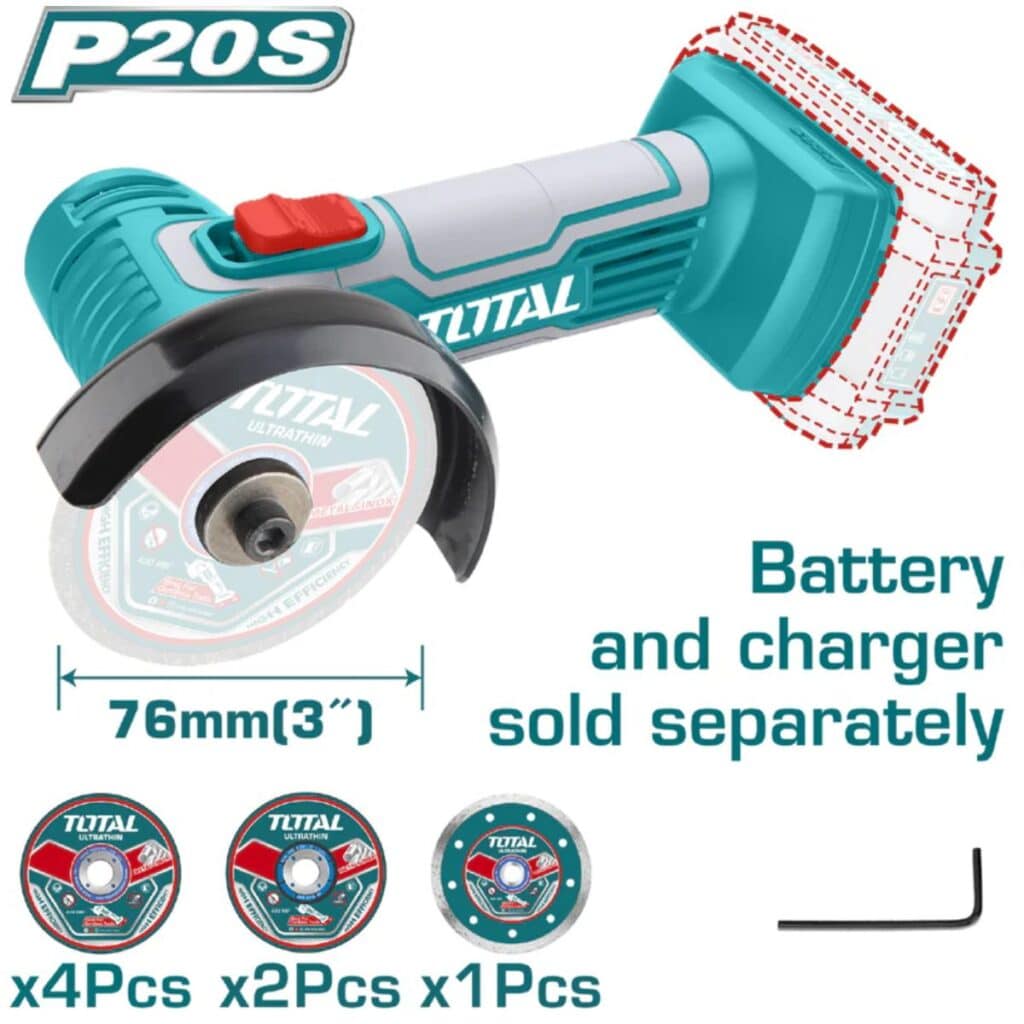 AMOLADORA 20V 19500RPM 3''(76MM) BARETOOLS INDUSTRIAL TOTAL- TAGLI76011