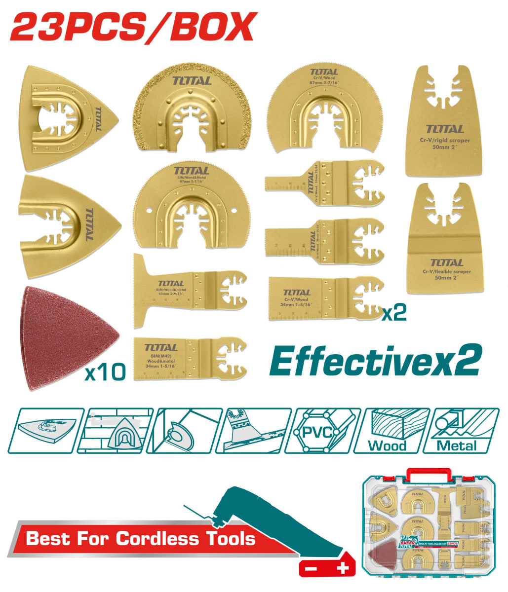 JUEGO DE CUCHILLAS PARA MULTIHERRAMIENTA 23 PZS TOTAL / TAKTMT23012