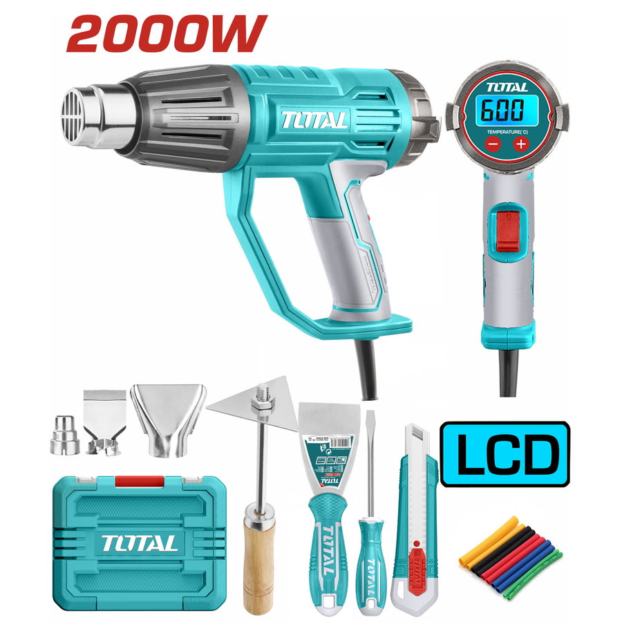 PISTOLA DE CALOR 2000W 50-600C LCD +ACCESORIOS INDUSTRIAL / TB2005611