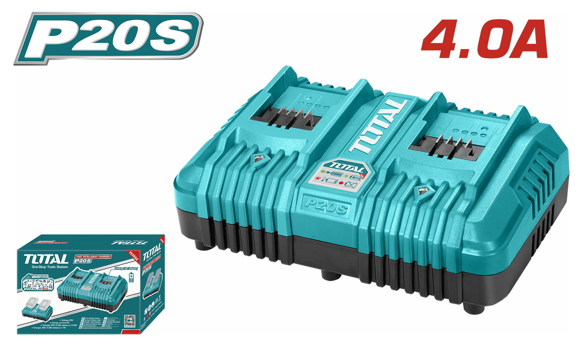 CARGADOR INTELIGENTE RÁPIDO DOBLE 2 BATERIAS 20V TOTAL - TCLI20242